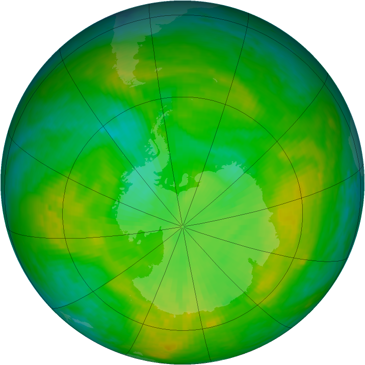 Antarctic ozone map for 19 December 1981